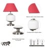 Ramzi Chrome Finish Metal And Frosted White Glass Table Lamp With Maroon Cotton Shade