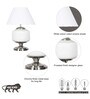 Ramzi Chrome Finish Metal And Frosted White Glass Table Lamp With White Cotton Shade