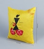 Yellow Art Silk 16 x 16 Inch Handpainted Worli Cushion Cover