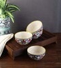 Rangriti 150ml White & Blue Ceramic (Set of 4) Dinner Bowl