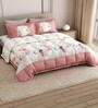 Pink Rangriti King Size Bedding Set with 180TC Bedsheet With Comforter & 2pc Pillow Covers
