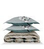 Blue Rangriti King Size Bedding Set with 180TC Bedsheet With Comforter & 2pc Pillow Covers