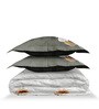 White Rangriti King Size Bedding Set with 180TC Bedsheet With Comforter & 2pc Pillow Covers