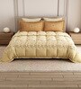 Yellow Rangriti King Size Bedding Set with 180TC Bedsheet With Comforter & 2pc Pillow Covers