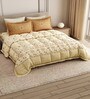 Yellow Rangriti King Size Bedding Set with 180TC Bedsheet With Comforter & 2pc Pillow Covers