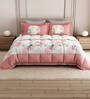 Pink Rangriti King Size Bedding Set with 180TC Bedsheet With Comforter & 2pc Pillow Covers