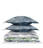 Blue Rangriti King Size Bedding Set with 180TC Bedsheet With Comforter & 2pc Pillow Covers