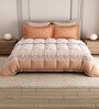 Orange Rangriti King Size Bedding Set with 180TC Bedsheet With Comforter & 2pc Pillow Covers