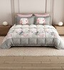 Grey Rangriti King Size Bedding Set with 180TC Bedsheet With Comforter & 2pc Pillow Covers