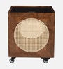 Raphal Mango Wood End Table In Tubbaq Finish With Brown Tinted Glass Top