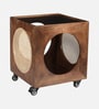 Raphal Mango Wood End Table In Tubbaq Finish With Brown Tinted Glass Top