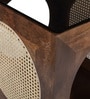 Raphal Mango Wood End Table In Tubbaq Finish With Brown Tinted Glass Top