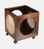Raphal Mango Wood End Table In Tubbaq Finish With Brown Tinted Glass Top