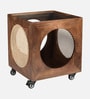 Raphal Mango Wood End Table In Tubbaq Finish With Clear Glass Top
