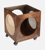 Raphal Mango Wood End Table In Tubbaq Finish With Clear Glass Top