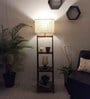 Raphael Wooden Shelf Floor Lamp with Jute Shade & Brown Base