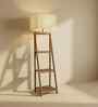 Raphael Wooden Shelf Floor Lamp with Jute Shade & Brown Base