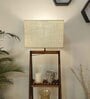 Raphael Wooden Shelf Floor Lamp with Jute Shade & Brown Base