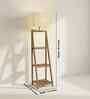 Raphael Wooden Shelf Floor Lamp with Jute Shade & Brown Base
