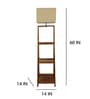 Raphael Wooden Shelf Floor Lamp with Jute Shade & Brown Base