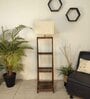 Raphael Wooden Shelf Floor Lamp with Jute Shade & Brown Base