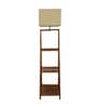 Raphael Wooden Shelf Floor Lamp with Jute Shade & Brown Base