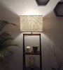 Raphael Wooden Shelf Floor Lamp with Jute Shade & Brown Base
