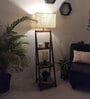 Raphael Wooden Shelf Floor Lamp with Jute Shade & Brown Base