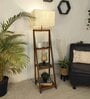 Raphael Wooden Shelf Floor Lamp with Jute Shade & Brown Base