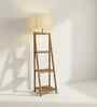Raphael Wooden Shelf Floor Lamp with Jute Shade & Brown Base