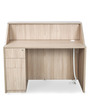 Raptor Reception Desk with Supporting Pedestal in Light Brown Colour