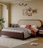Rattan Back King Size Bed in Walnut Finish