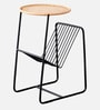 Rattan Metallic Magazine End Table in Black Finish Set of 2