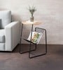 Rattan Metallic Magazine End Table in Black Finish Set of 2