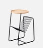 Rattan Metallic Magazine End Table in Black Finish Set of 2