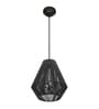 Rattan Seagrass Raffia Kauna Wicker Lamp, Handwoven Pendant, Black, 75" D x 9'H