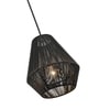 Rattan Seagrass Raffia Kauna Wicker Lamp, Handwoven Pendant, Black, 75" D x 9'H