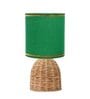 Rattan Metal Table Lamp With Fabric Shade (Green & Beige)