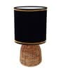 Rattan Metal Table Lamp With Fabric Shade (Black & Beige)
