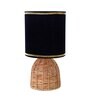 Rattan Metal Table Lamp With Fabric Shade (Black & Beige)