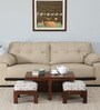 Rauma Mango Wood Coffee Table Set In Walnut Finish With 2 Stool
