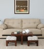 Rauma Mango Wood Coffee Table Set In Walnut Finish With 2 Stool