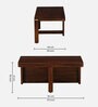 Rauma Mango Wood Coffee Table Set In Walnut Finish With 2 Stool