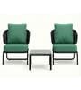 Ravin Wicker Outdoor Table & Chair Set In English Grey Finish