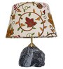 Raw Black Marble Table Lamp with Kashmiri Embroidered Velvet Shade