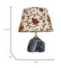 Raw Black Marble Table Lamp with Kashmiri Embroidered Velvet Shade