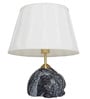 Raw Black Marble Table Lamp with Pleated Fabric Shade