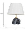 Raw Black Marble Table Lamp with Pleated Fabric Shade