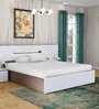 Ray Queen Size Bed with Hydraulic Storage in Swiss White Colour