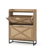 Raya  Light Brown Colour Shoe Cabinet 14 Pairs  Wood Storage Organizer
